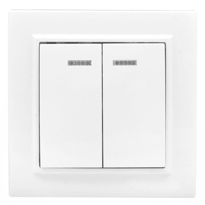 Выключатель 2-кл. СП Минск 10А IP20 с индикатором бел. Basic EKF ERV10-123-10