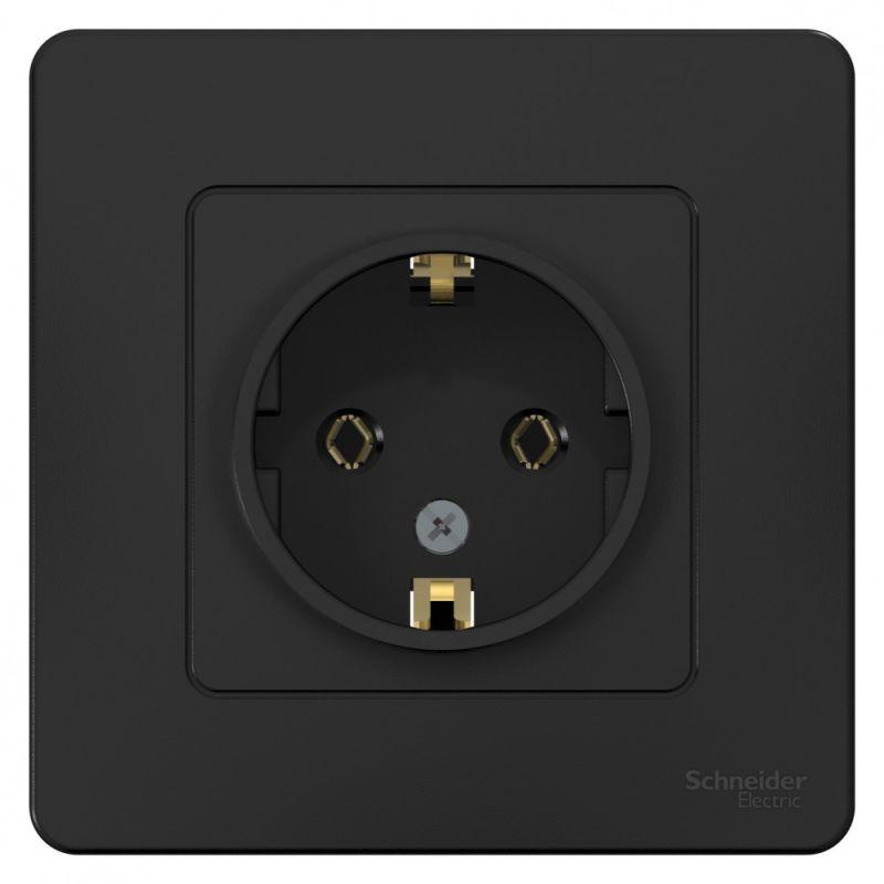 Розетка 1-м СП Blanca 16А IP20 250В с заземл. без защ. шторок антрацит SchE BLNRS001016