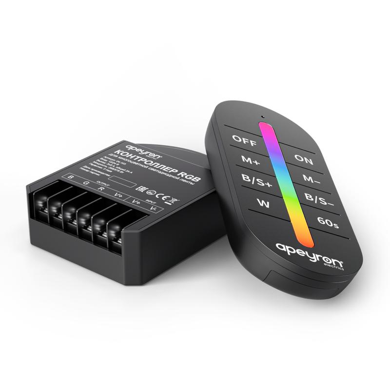 Контроллер RGB 12/24В 288/576Вт 3 канала 24А IP20 ПДУ RF сенсорный Apeyron 04-103