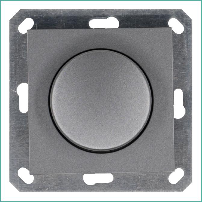 Светорегулятор поворотно-нажимной (диммер) LED 30-400Вт 1gang 2way механизм алюм. Jasmart G4012S