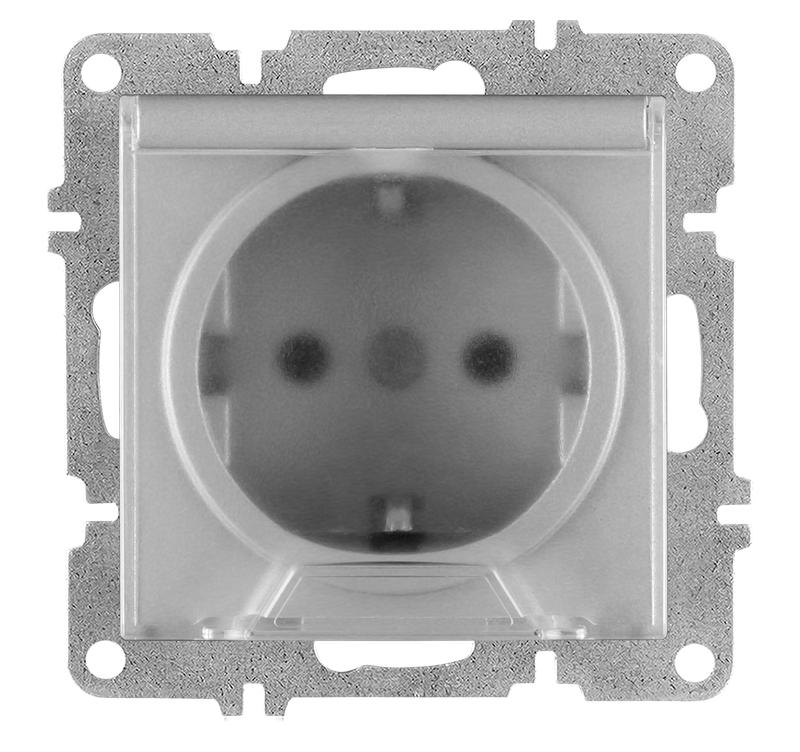 Розетка 1-м СП LAVIN/KAREN 16А IP20 с заземл. с крышкой механизм сер. ARVIA 50 03 2000 218