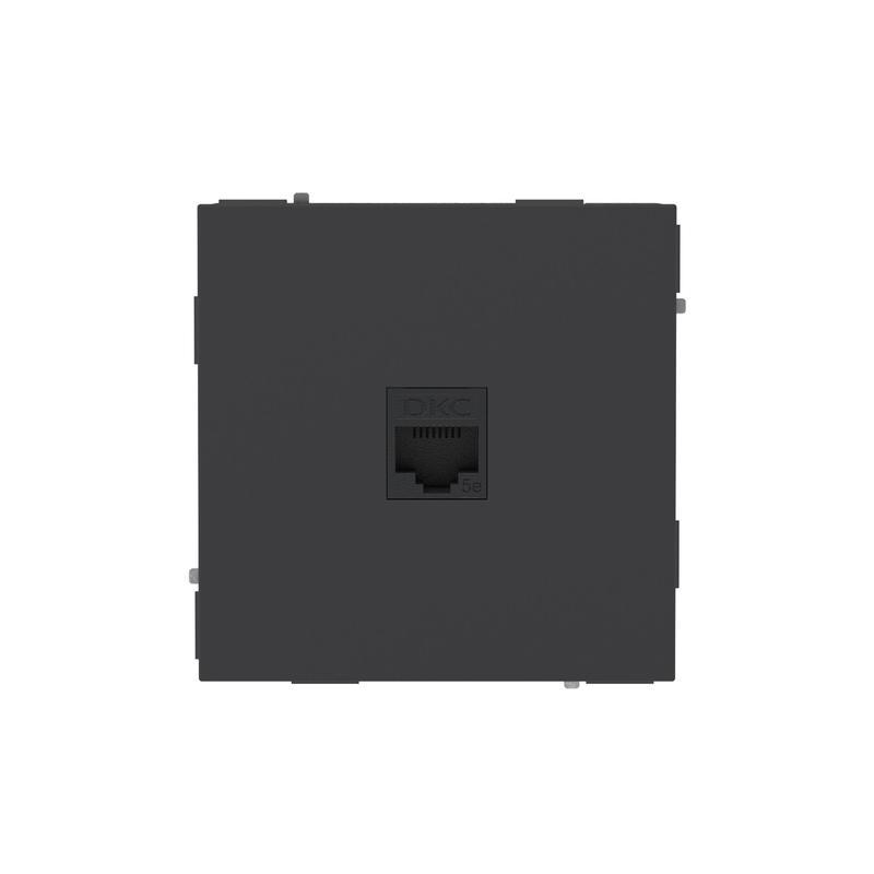Розетка компьютерная 1-м KANT RJ45 кат.5E без шторки черн. уголь DKC 7012663