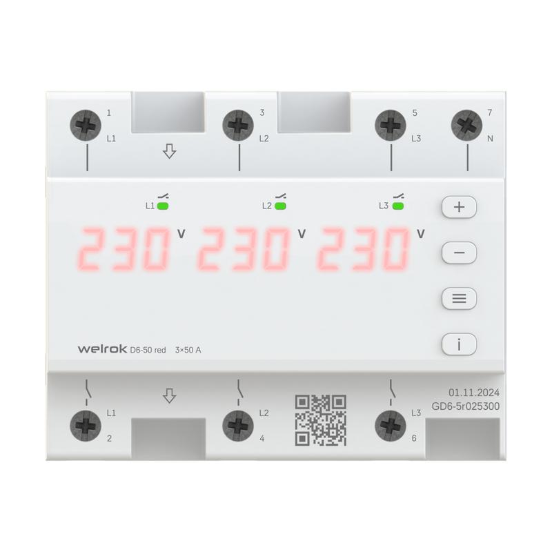 Реле напряжения D6-50 red Welrok 4660251140403