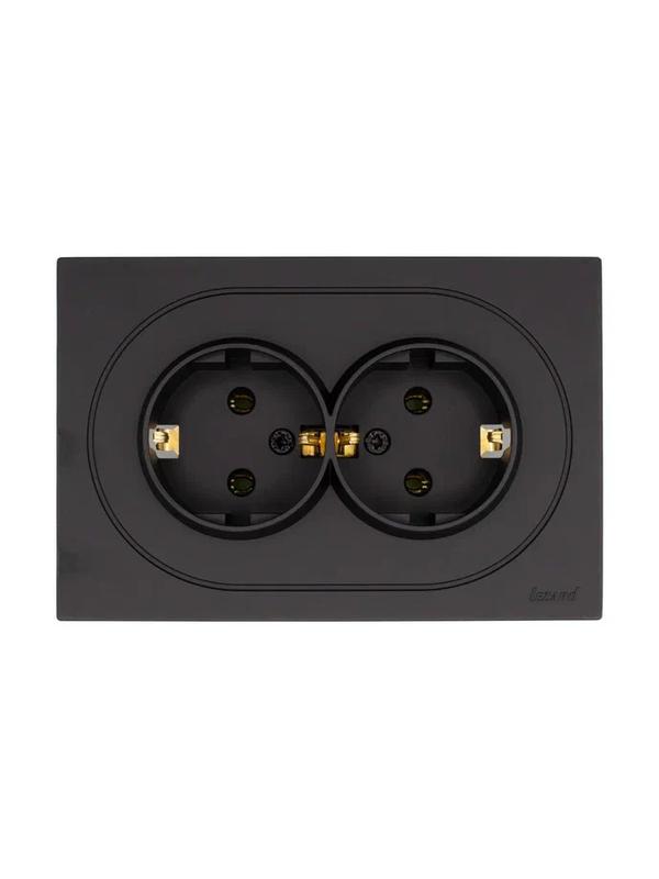 Розетка 2-м СП OSEN с заземл. ПБТ механизм черн. бархат LEZARD 743-4200-127B