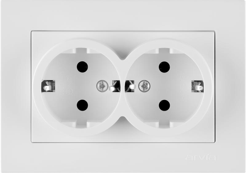 Розетка 2-м СП KAREN 16А IP20 с заземл. в сборе бел. ARVIA 20 01 1000 907