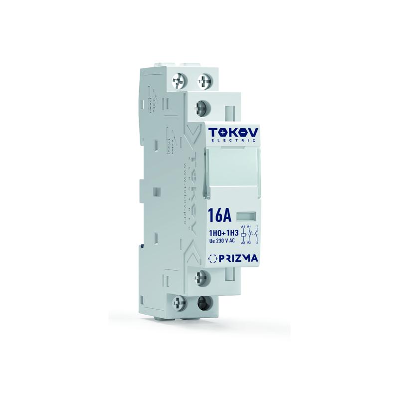 Контактор модульный 18мм 16А 230В АС 1НО 1НЗ PRIZMA TOKOV ELECTRIC TKE-PZ-MC-1-16-230-11