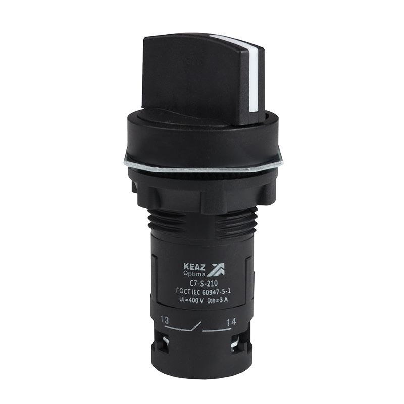 Переключатель 2 положения OptiSignal Compact D22 С7-S-210 черн. 1НО XB7ND21 КЭАЗ 362133