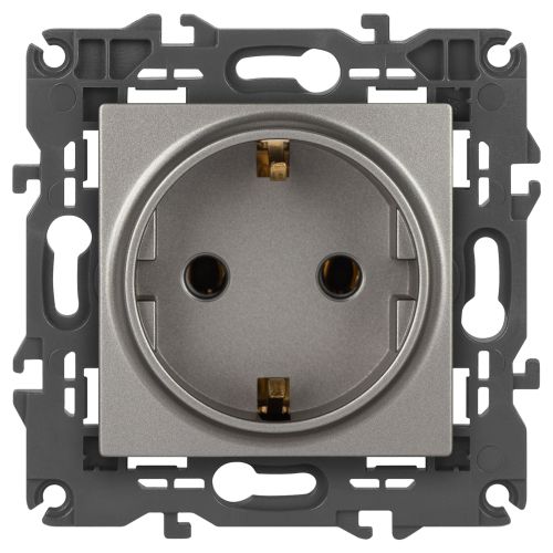 Розетка Elegance 14-2101-16 16А 250В 2P+E Schuko титан Эра Б0065802