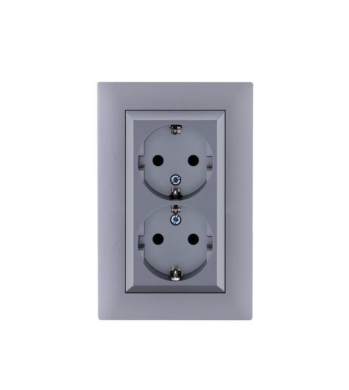 Розетка 2-я Karea RIZZ STAR с заземл. сер. Makel 88065082