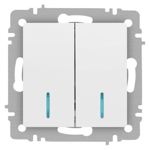 Выключатель 2-кл. СП Accent 6-105-01М 10А IP20 250В с подсветкой AL/CU бел. матов. Intro Б0063507