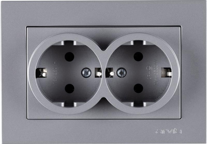Розетка 2-м СП KAREN 16А IP20 с заземл. в сборе сер. ARVIA 20 03 2000 907