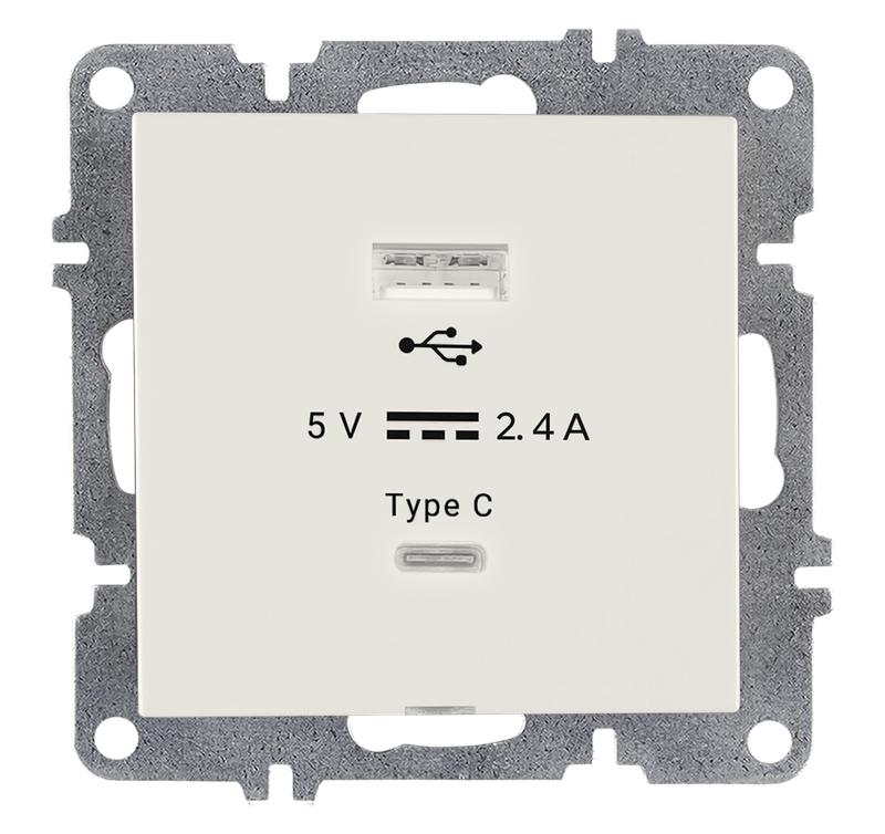 Розетка LAVIN/KAREN USB + TYPE-C механизм бел. ARVIA 50 01 1000 304