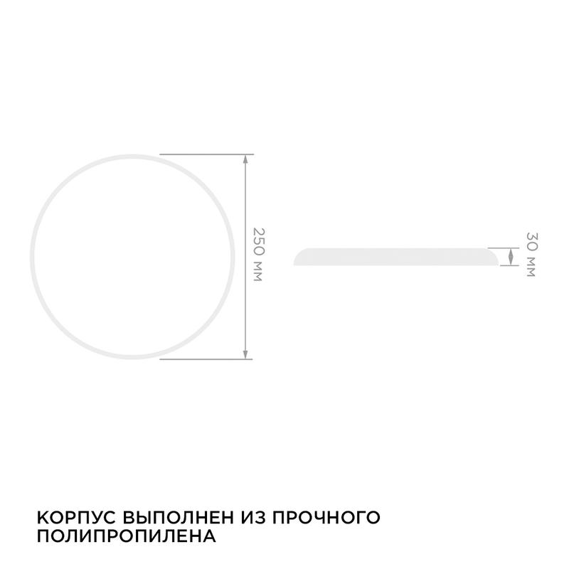 Светильник светодиодный SPA 20Вт 4000К IP54 1600лм 230В 50Гц d250х30мм накладной бел. Apeyron 18-142