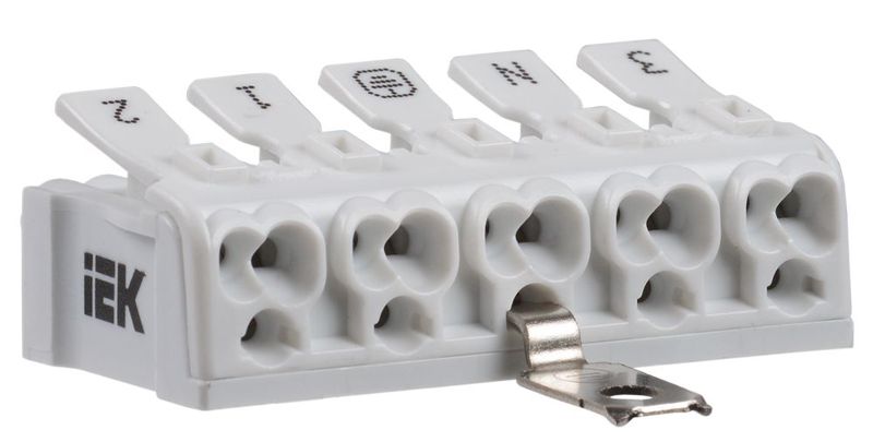 Клемма пружинная соединительная КСПз5-3L+N+PE IEK UKZ-B06-5P-F0-E1-10