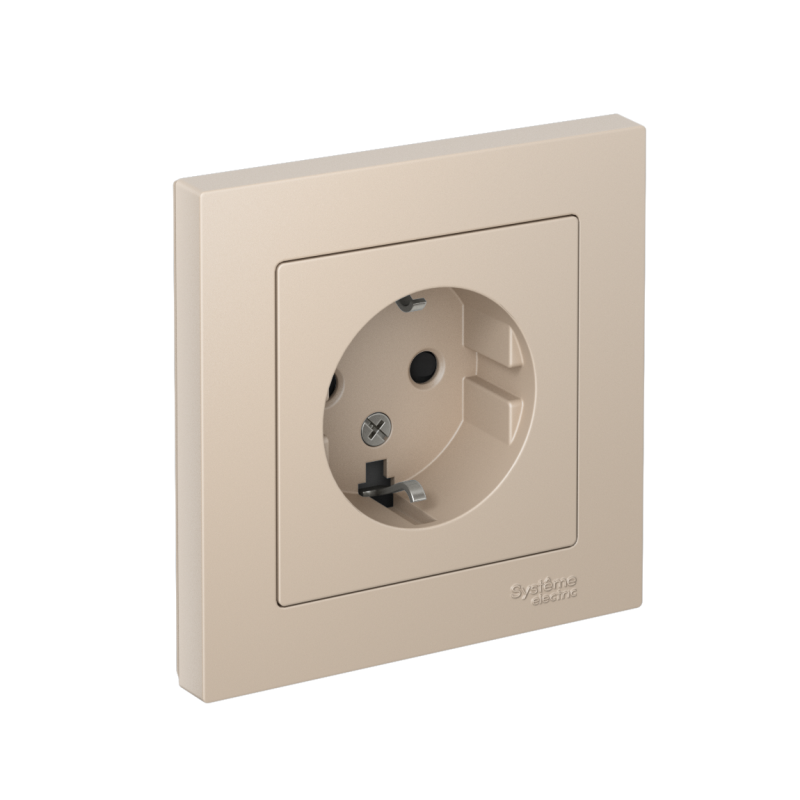 Розетка AtlasDesign 16А с заземл. со шторками в сборе песочн. SE ATN001244