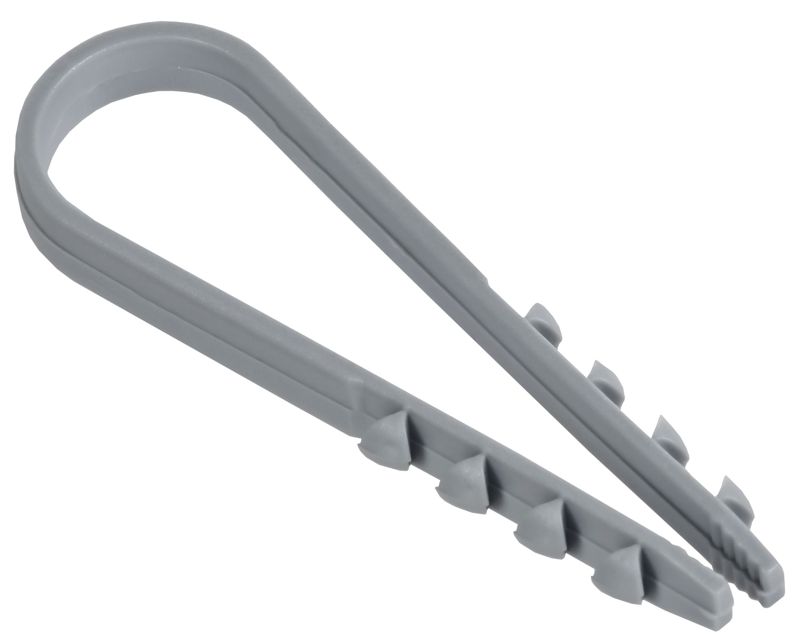 Дюбель-хомут 11х18мм для круглого кабеля нейлон сер. (уп.100шт) GENERICA UDH13-11-18-100-K03-G