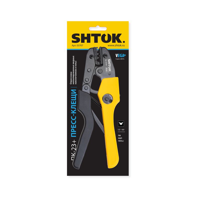 Пресс-клещи ПК-23+ матрица профиль клиновидный 0.5-10.0кв.мм (03707) SHTOK 376214