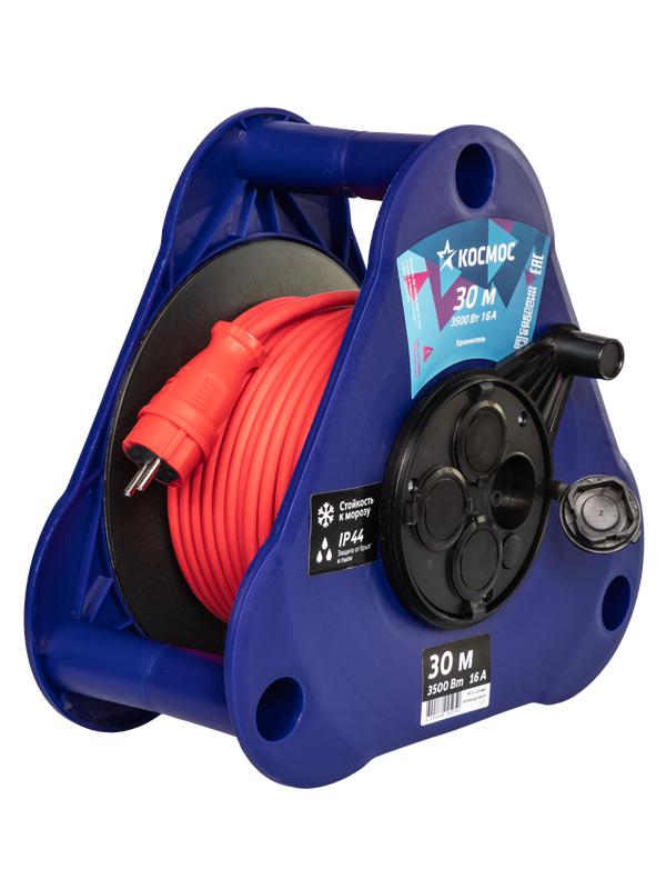 Удлинитель на треугольной катушке 4х30м 16А IP44 УКП 3500Вт КГ 2х2.5 КОСМОС YKTK30m-4g(2.5)KG-IP
