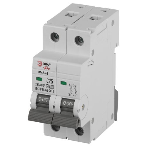 Выключатель автоматический 2п C 25А 4.5кА ВА47-63 PRO ЭРА Б0059424