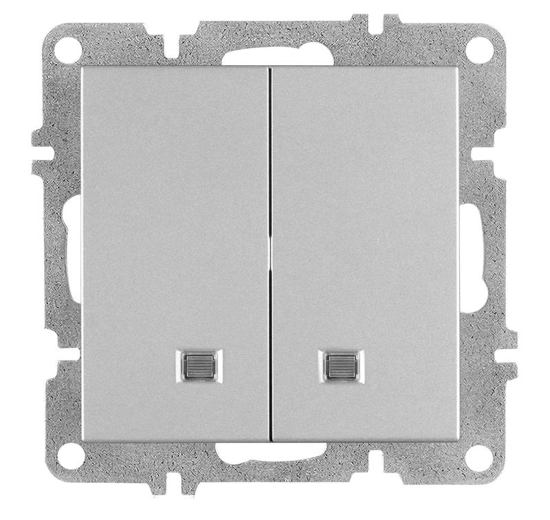 Выключатель 2-кл. LAVIN/KAREN с подсветкой механизм сер. ARVIA 50 03 2000 203