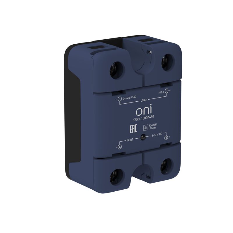 Реле твердотельное SSR1 100А 3-32В DC 24-480В AC ONI SSR1-100DA480