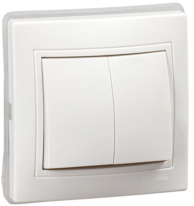 Выключатель 2-кл. СП Кварта ВС10-2-0-КБ-44 10А IP44 бел. GENERICA KV-V20-10-44-K01