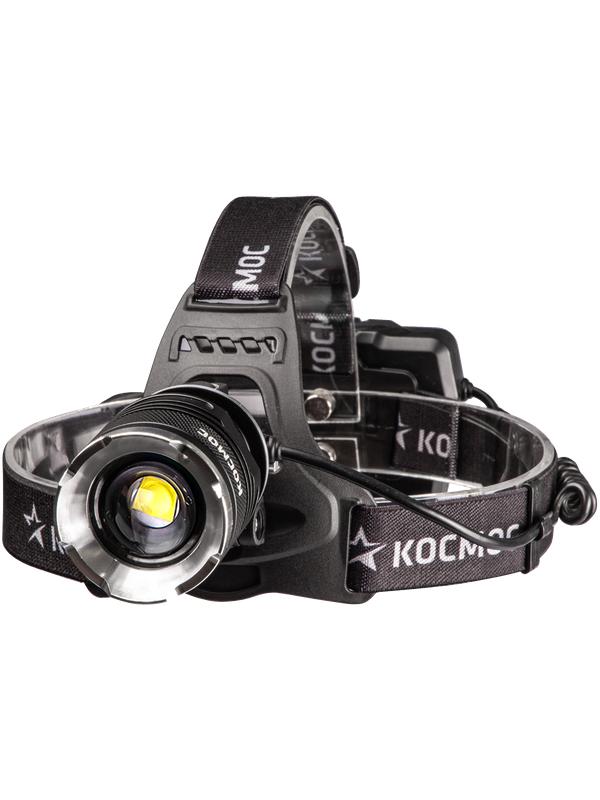 Фонарь налобный аккум. 10Вт P70 LED/Li-ion18650 3х1200мА.ч алюм. КОСМОС (KOC853Lit)