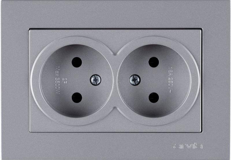 Розетка 2-м СП KAREN 16А IP20 без заземл. в сборе сер. ARVIA 20 03 2000 908