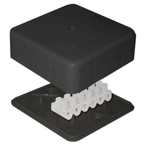 Коробка распределительная ОП 78х78х30мм 6 выходов 10А 6 контактов крышка с винтовым креплением клеммный зажим материал – полипропилен IP41 черн. Epplast 170221