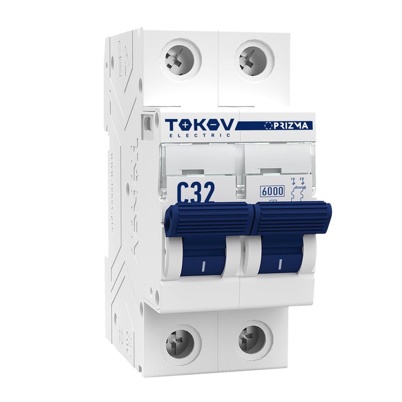 Выключатель автоматический модульный 2п C 32А 6кА PRIZMA TOKOV ELECTRIC TKE-PZ60-MCBI-2-32-C