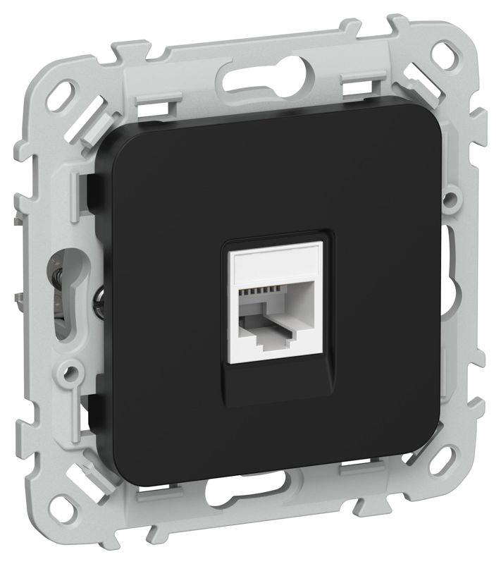 Розетка компьютерная СП FLITE РК6-1-0-ФлЧ RJ45 кат.6 UTP механизм черн. IEK FI-K12-2-K02