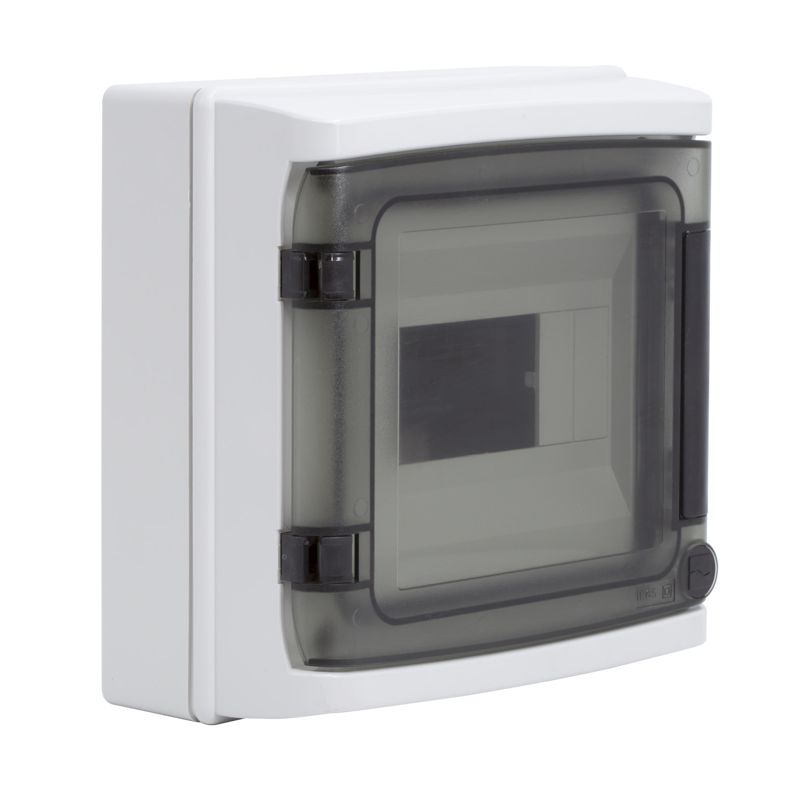 Щиток настенный 8мод. IP65 с дверцей с клеммн. блоком 63А сер. DKC RB08W6TGD