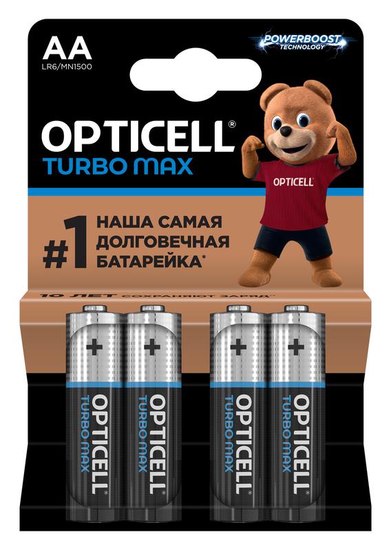 Элемент питания алкалиновый AA/LR6 (блист. 4шт) Turbo Max Opticell 6053003