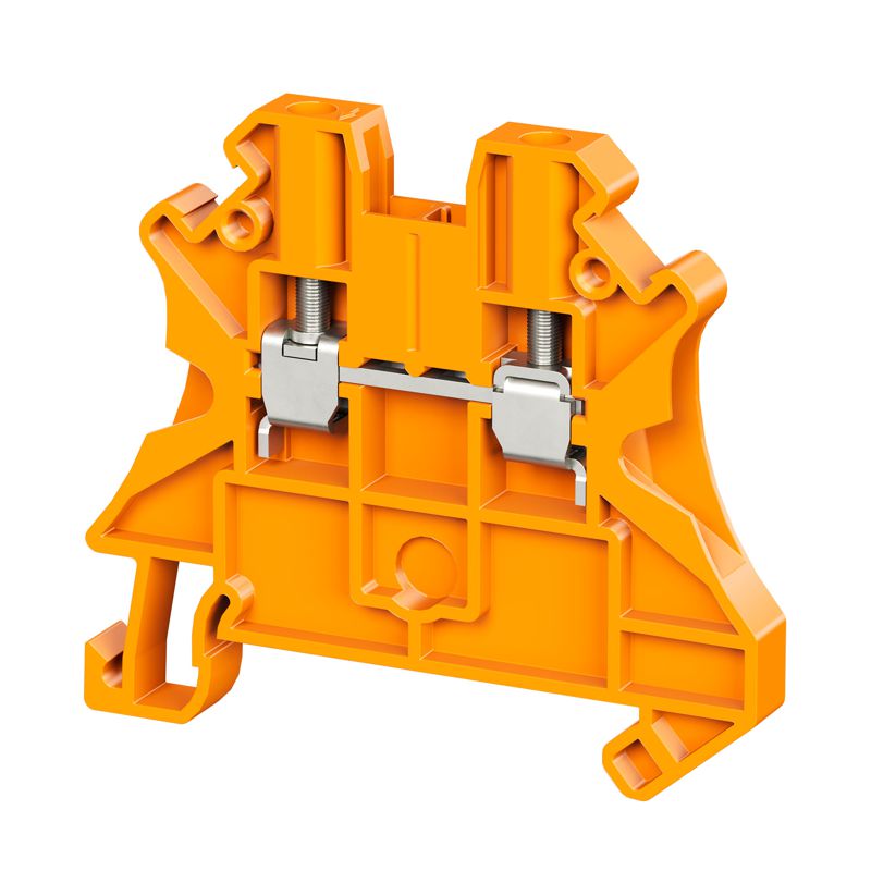 Клемма проходная винтовой зажим 2 точки подключения 2.5кв.мм оранж. DKC TUR-2.5R-OR