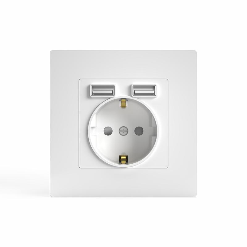 Розетка 1-м СП Pixel IP20 с заземл. с 2-мя заряд. устр. USB тип A+C механизм бел. TOKOV ELECTRIC TKE-PX-R1U2AC-C01