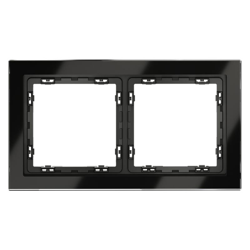 Рамка 2-м S70 стеклян. черн. Voltum VLS110208