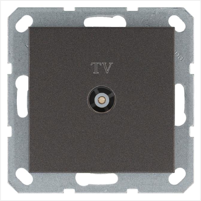 Розетка телевизионная оконечная TV Ф9.5мм механизм мокко Jasmart G6001Z