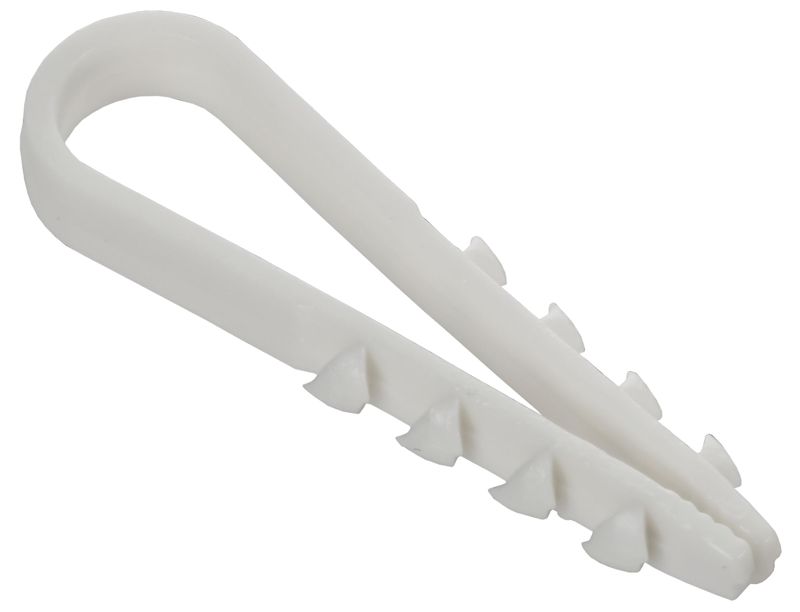 Дюбель-хомут 5х10мм для круглого кабеля нейлон бел. (уп.100шт) GENERICA UDH13-05-10-100-K01-G