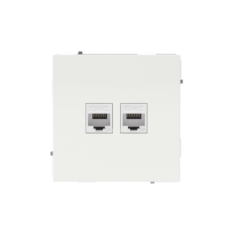 Розетка компьютерная 2-м KANT RJ45 кат.6A без шторки бел. магнолия DKC 7000674