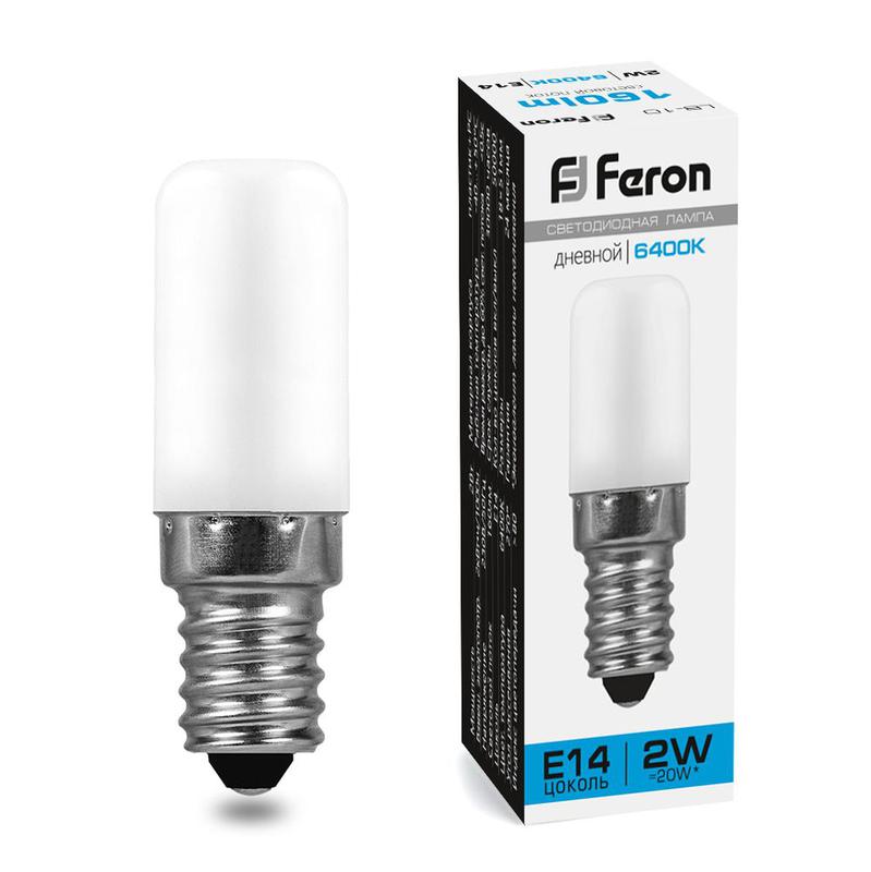 Лампа светодиодная LB-10 2Вт 6400К E14 230В для холодильника FERON 25988