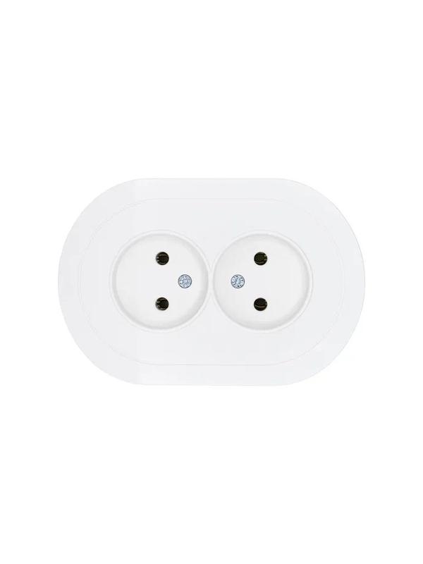 Розетка 2-м СП OSEN без заземл. ПБТ круглая бел. LEZARD 744-0200-128B