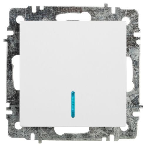 Выключатель 1-кл. СП Accent 6-102-01 10А IP20 250В с подсветкой AL/CU бел. Intro Б0063445