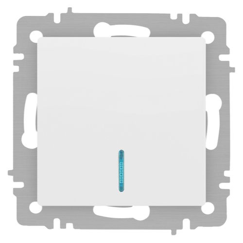 Выключатель 1-кл. СП Accent 6-102-01М 10А IP20 250В с подсветкой AL/CU бел. матов. Intro Б0063466