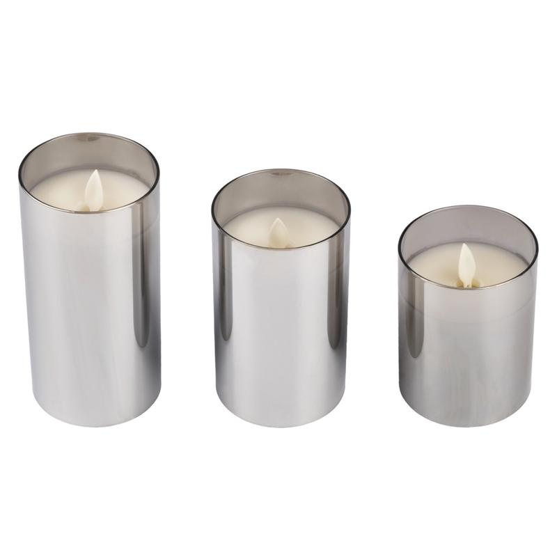 Свеча декоративная CL7-SET3-sr с пультом 3хAAA для каждой свечи (не в компл.) серебр. (уп.3шт) ФАZА 5018792