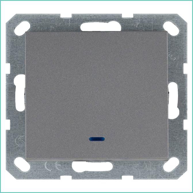 Выключатель 1-кл. 10А IP20 с подсветкой механизм алюм. Jasmart G3011NS