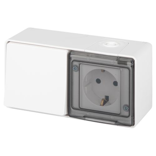 Блок розетка с выключателем Эксперт 11-7501-01 IP55 16А (10AX)-250В ОУ бел. Эра Б0063288