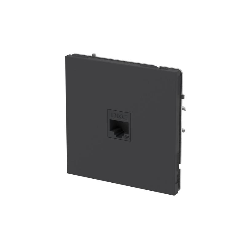 Розетка компьютерная 1-м KANT RJ45 кат.6A без шторки черн. уголь DKC 7012673