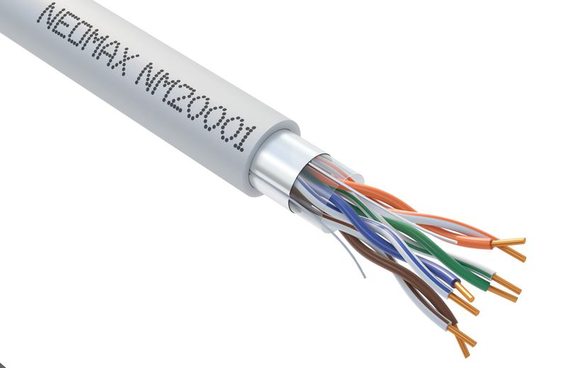 Кабель витая пара F/UTP кат.5E 4х2х24AWG (0.52мм) solid CU PVC сер. (NM20001) (уп.305м) NEOMAX 109687