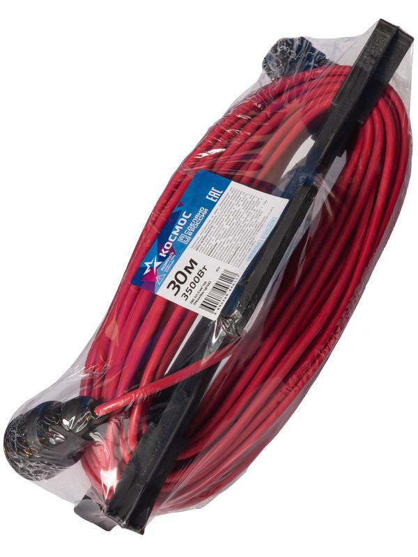 Удлинитель-шнур на рамке 1х30м без заземл. 16А IP20 3.5кВт ПВС 2х1.5 РС16 КОСМОС YPKsm30m-1g(16A)