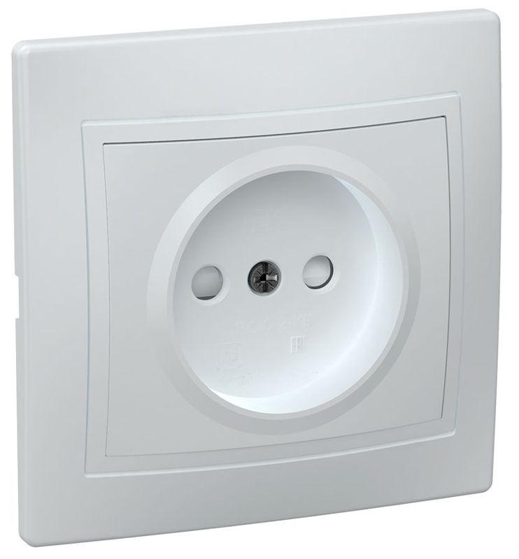 Розетка 1-м СП Кварта РСш10-2-КБ 10А IP20 без заземл. защ. шторки бел. GENERICA ERK10-K01-10-DM